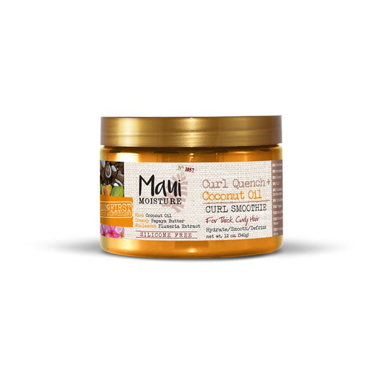 Maui Moisture Curl Quench + Coconut oil Strengthening & Split End Repair Moisturizing Hair Styling Cream with Aloe, Papaya & Plumeria Extracts, 12 oz